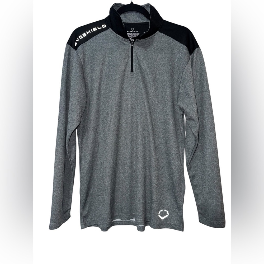 Baseball Softball EVOSHIELD Pro Team 1/4 Zip Pullover Grey & Black Mens Small